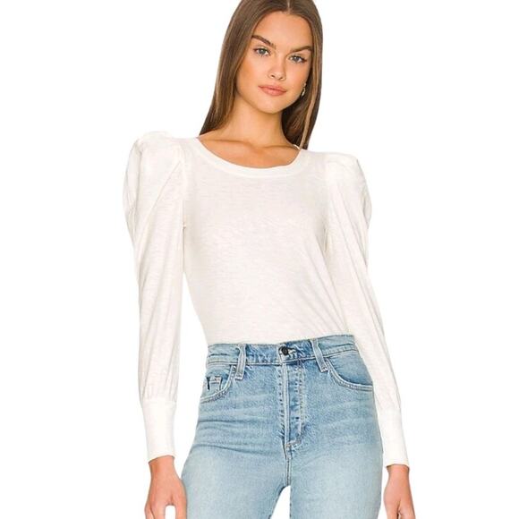 Nation LTD Tops - Nation LTD Womens Romy Puff Sleeve Cottagecore Peasant Prairie Top Off White XL